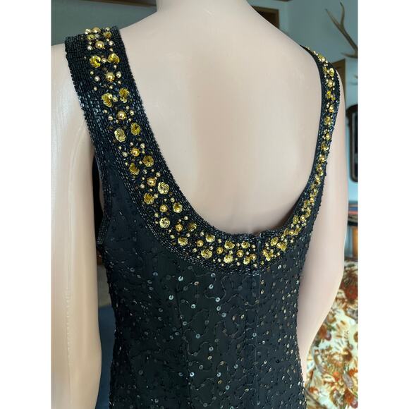 Mark & John by B2 Black Beaded Silk Cocktail Dress - Picture 4 of 9